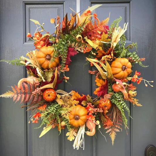European Style Autumn Wreath and Garland Decor Cross-Border Pumpkin and Maple Leaf for Thanksgiving and Holiday Scenes