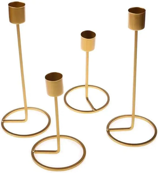 Modern Handcrafted Golden Metal Candle Holder for Tabletop Home Hotel Decoration Christmas Heat Resistant Customizable Colors