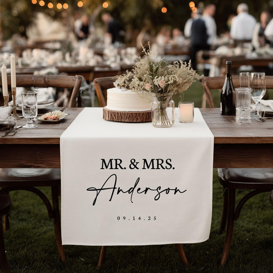 Wedding Table Runner, Personalized Last Name Sign, Custom Linen