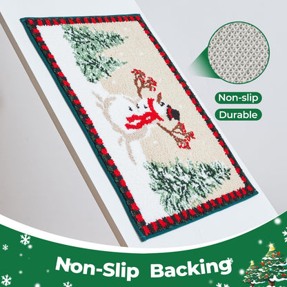 TYUU Christmas Bathroom Rugs, Extra Soft Absorbent Bath Rug Non Slip Washable Bathroom Mat Holiday Xmas Home Decor Indoor Bath Mat, Winter Snowman, 24"x36"