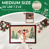 TYUU Christmas Bathroom Rugs, Extra Soft Absorbent Bath Rug Non Slip Washable Bathroom Mat Holiday Xmas Home Decor Indoor Bath Mat, Winter Snowman, 24"x36"