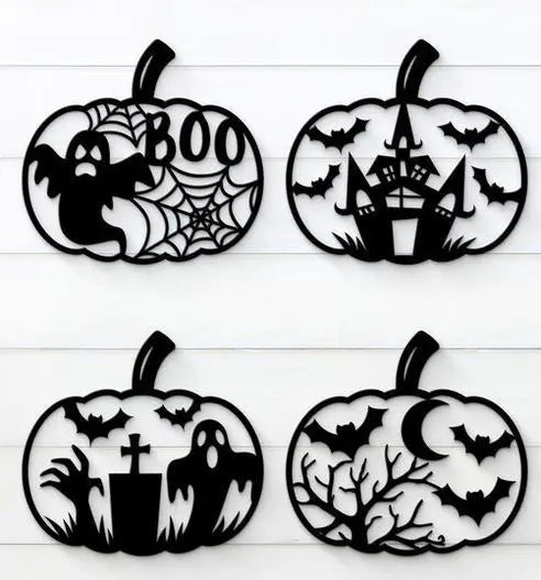 Halloween Pumpkin Silhouette Decorations or Pumpkin Cutout Wall Decor  Shadow Cutouts Spooky Wall or Window Decor Set