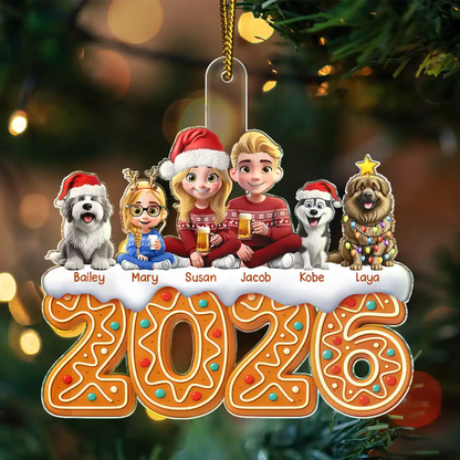 Christmas Gingerbread Family 3D Effect - Personalized Custom Shaped Acrylic Ornament