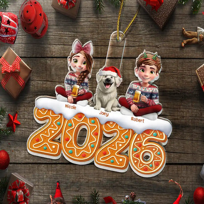 Christmas Gingerbread Family 3D Effect - Personalized Custom Shaped Acrylic Ornament