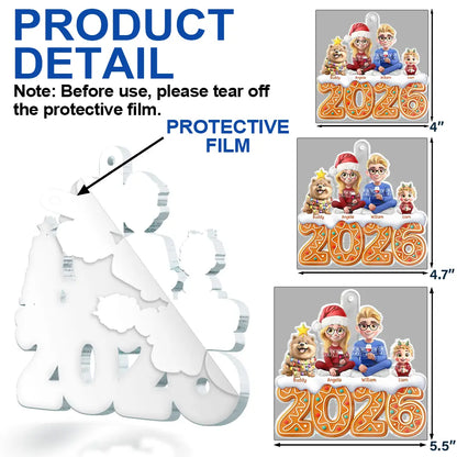 Christmas Gingerbread Family 3D Effect - Personalized Custom Shaped Acrylic Ornament