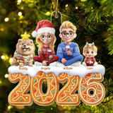 Christmas Gingerbread Family 3D Effect - Personalized Custom Shaped Acrylic Ornament