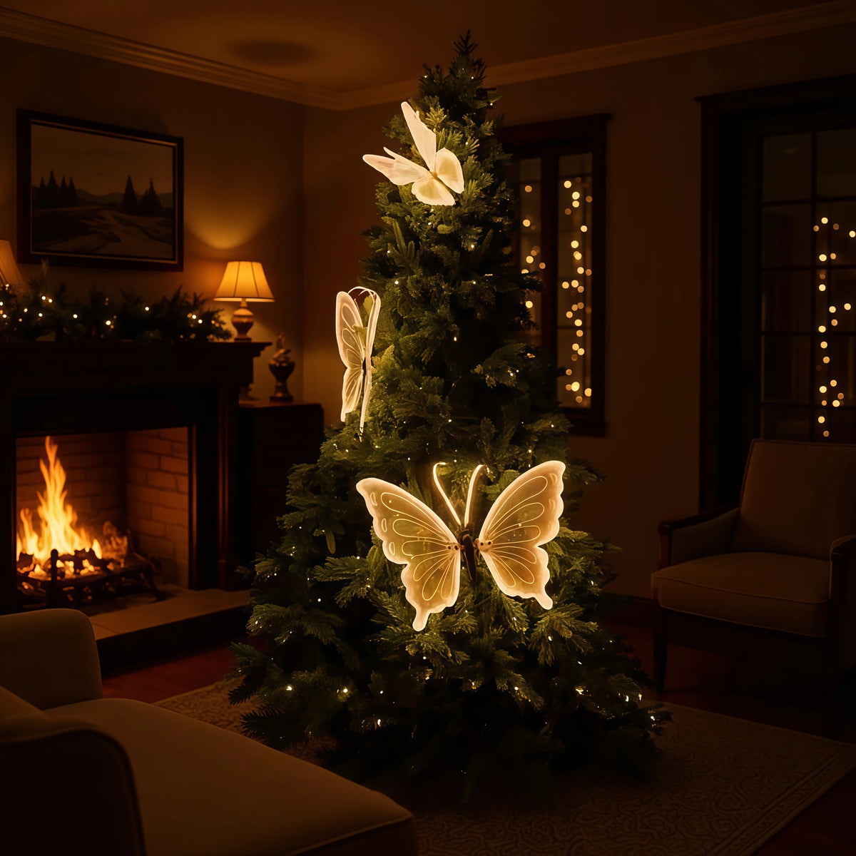 Christmas Butterfly String Lights Outdoor Waterproof LED Decorative Lights for Garden Lawn Holiday Decor