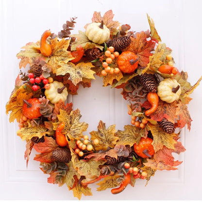 European Style Autumn Wreath and Garland Decor Cross-Border Pumpkin and Maple Leaf for Thanksgiving and Holiday Scenes