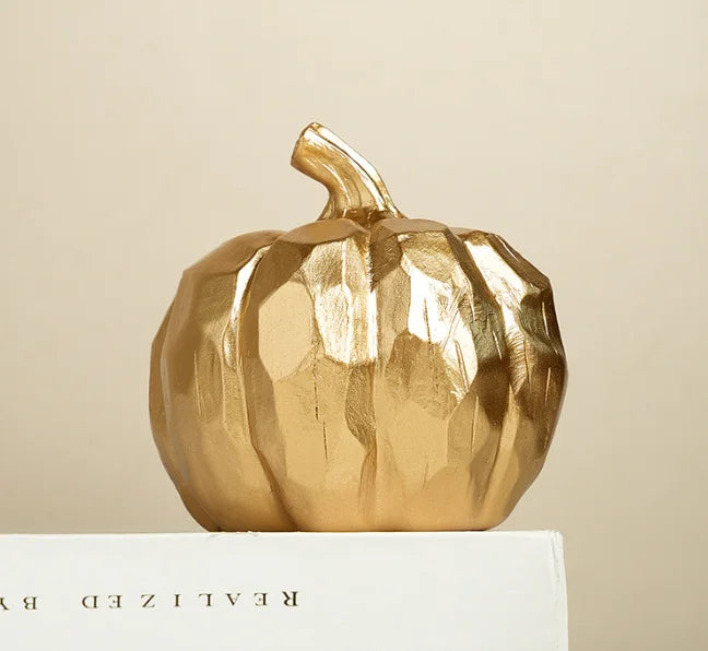 Halloween Golden Cut Pumpkin Sculpture Decoration, Pumpkin Decoration for Living Room, Dining Room and Home Decoration