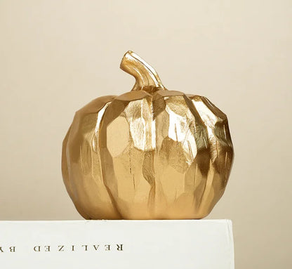 Halloween Golden Cut Pumpkin Sculpture Decoration, Pumpkin Decoration for Living Room, Dining Room and Home Decoration