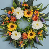 22-Inch Sunflower Wreath for Front Porch Farmhouse Home Decor Summer Peony Eucalyptus Christmas Garlands & Wreaths Fall Decor