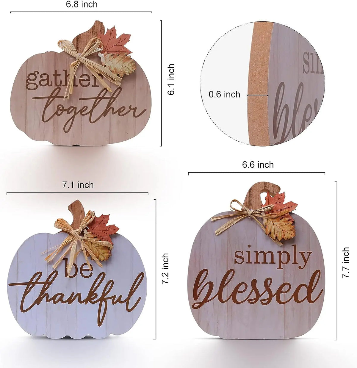 3 Pcs Fall Decor  Fall Wood Signs Decoration for Home Wooden Autumn Pumpkin Tiered Tray Decor Fall Harvest Tabletop Signs