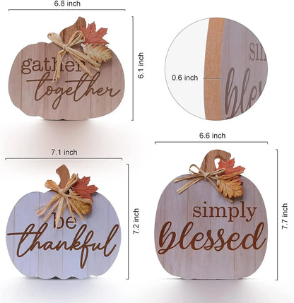 3 Pcs Fall Decor  Fall Wood Signs Decoration for Home Wooden Autumn Pumpkin Tiered Tray Decor Fall Harvest Tabletop Signs