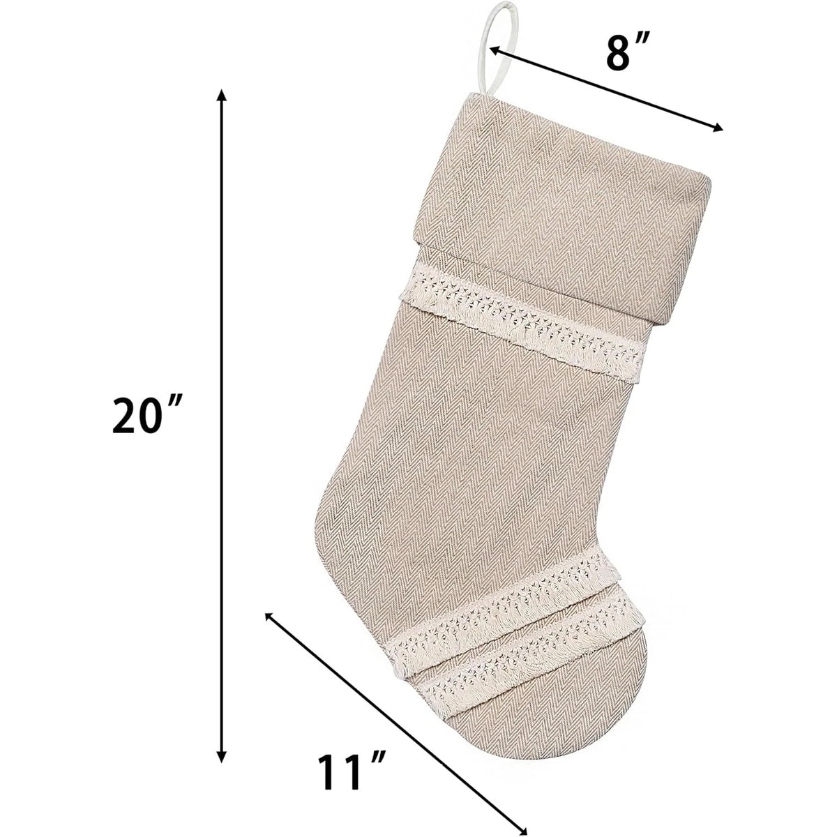 20" Large Rustic Farmhouse Country Xmas Stockings Fireplace Christmas Stockings with Tassels