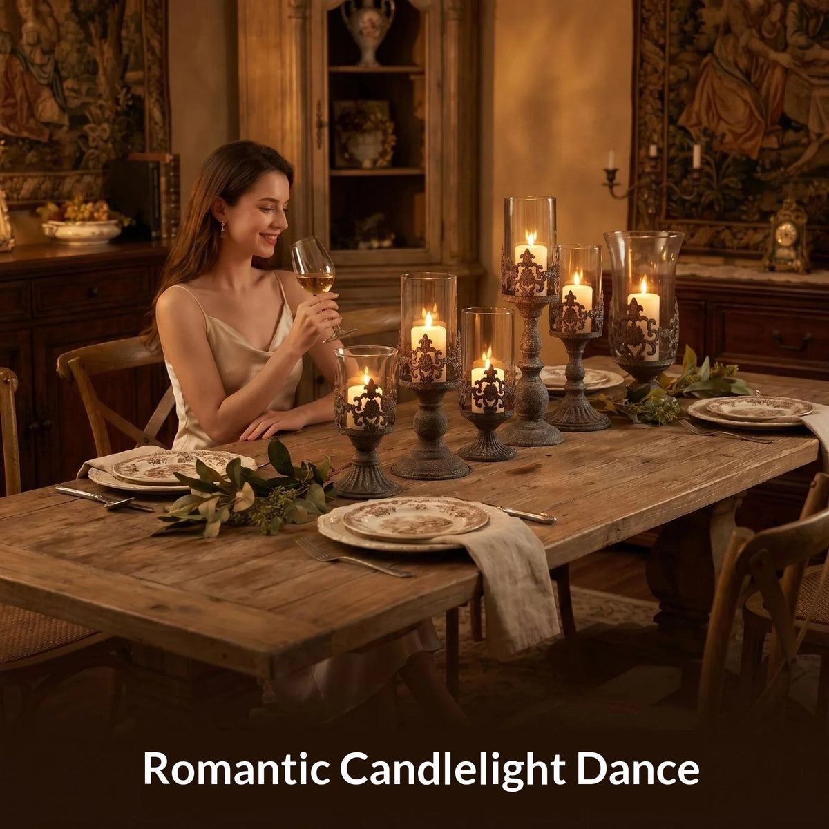 Carved Metal Candle Holder Glass Windproof Candlestick Home Decor Desktop Organizer Wedding Table Home Decoration