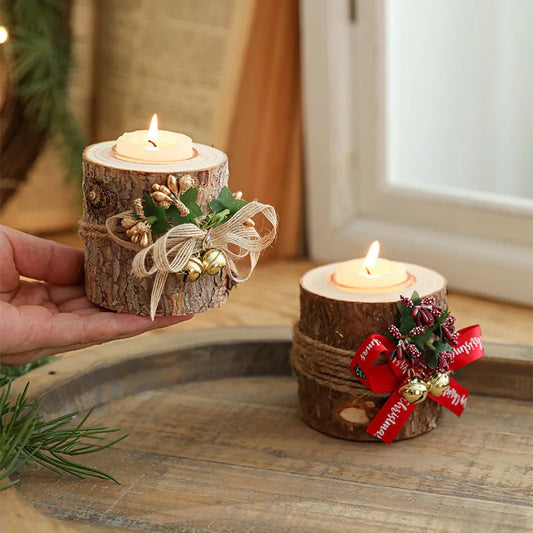 Christmas Candle Holder, Solid Wood Candle Stand, Holiday Decoration Lamp Stand, Fragrance Container, Candle Base
