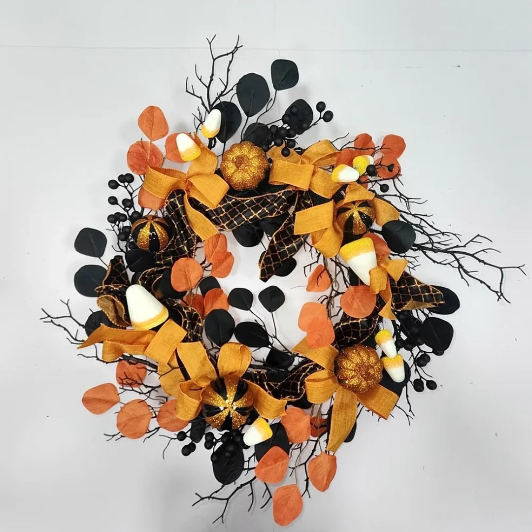 New Custom Artificial Wreath Multi-Design Harvest Festival Halloween Pumpkin Autumn Leaves Door Decoration