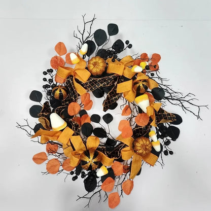 New Custom Artificial Wreath Multi-Design Harvest Festival Halloween Pumpkin Autumn Leaves Door Decoration