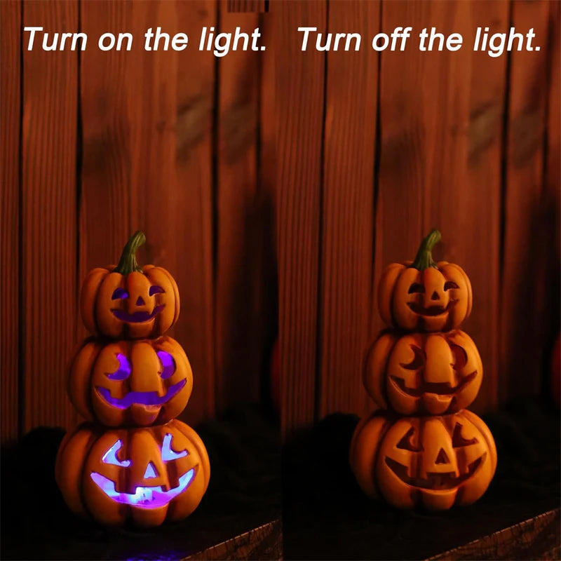 Halloween Lantern Pumpkin Decoration Lighted Table Centerpieces Ornaments Spooky Pumpkin Prop Decor Outdoor Sculpture