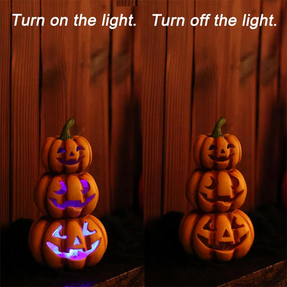 Halloween Lantern Pumpkin Decoration Lighted Table Centerpieces Ornaments Spooky Pumpkin Prop Decor Outdoor Sculpture