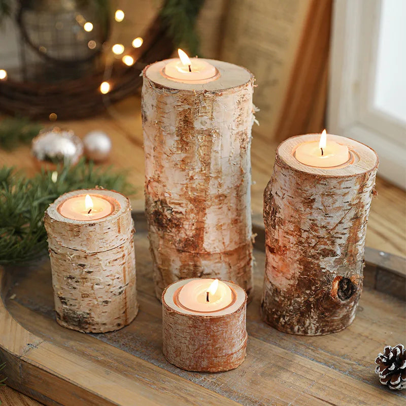 Christmas Candle Holder, Solid Wood Candle Stand, Holiday Decoration Lamp Stand, Fragrance Container, Candle Base