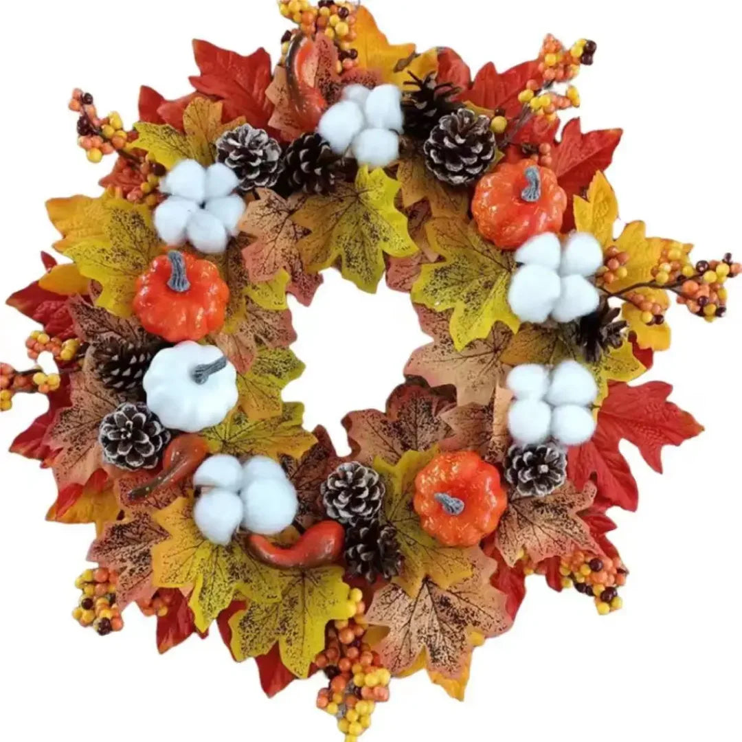 New Custom Artificial Wreath Multi-Design Harvest Festival Halloween Pumpkin Autumn Leaves Door Decoration