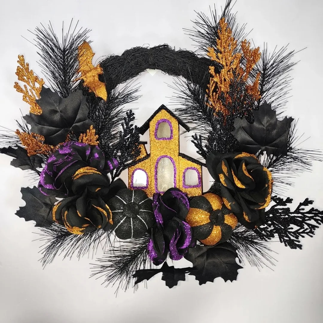New Custom Artificial Wreath Multi-Design Harvest Festival Halloween Pumpkin Autumn Leaves Door Decoration