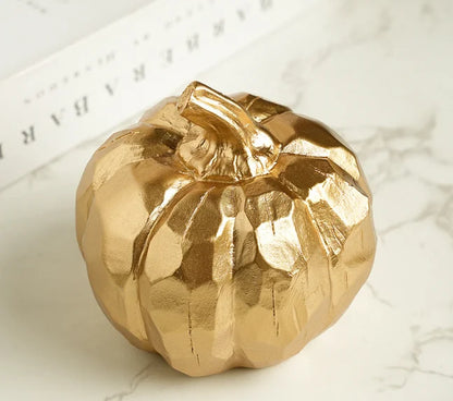 Halloween Golden Cut Pumpkin Sculpture Decoration, Pumpkin Decoration for Living Room, Dining Room and Home Decoration