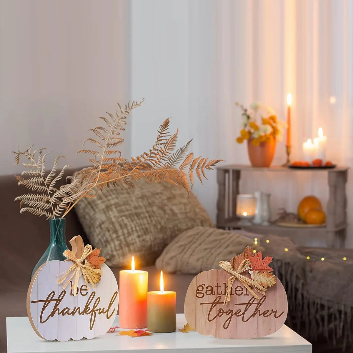 3 Pcs Fall Decor  Fall Wood Signs Decoration for Home Wooden Autumn Pumpkin Tiered Tray Decor Fall Harvest Tabletop Signs