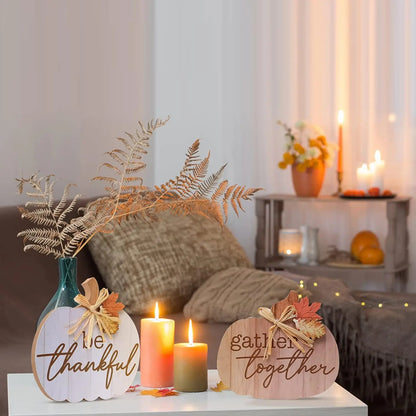 3 Pcs Fall Decor  Fall Wood Signs Decoration for Home Wooden Autumn Pumpkin Tiered Tray Decor Fall Harvest Tabletop Signs