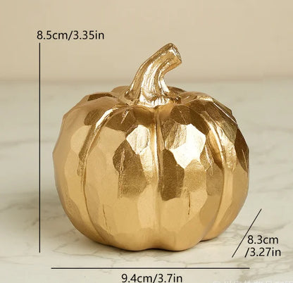 Halloween Golden Cut Pumpkin Sculpture Decoration, Pumpkin Decoration for Living Room, Dining Room and Home Decoration