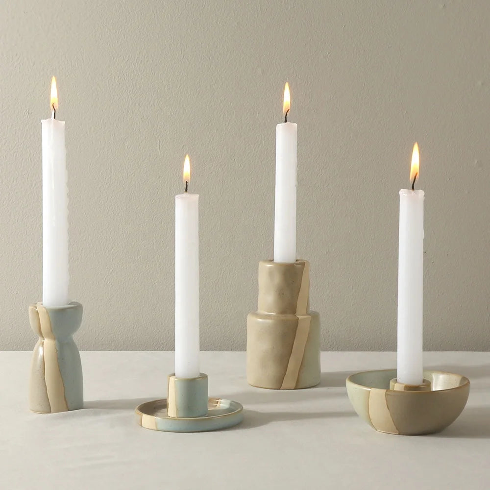 Retro Ceramic Decorative Candle Holder Elegant Candle Stand and Lantern for Home Decor