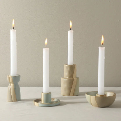 Retro Ceramic Decorative Candle Holder Elegant Candle Stand and Lantern for Home Decor