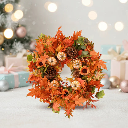 European Style Autumn Wreath and Garland Decor Cross-Border Pumpkin and Maple Leaf for Thanksgiving and Holiday Scenes