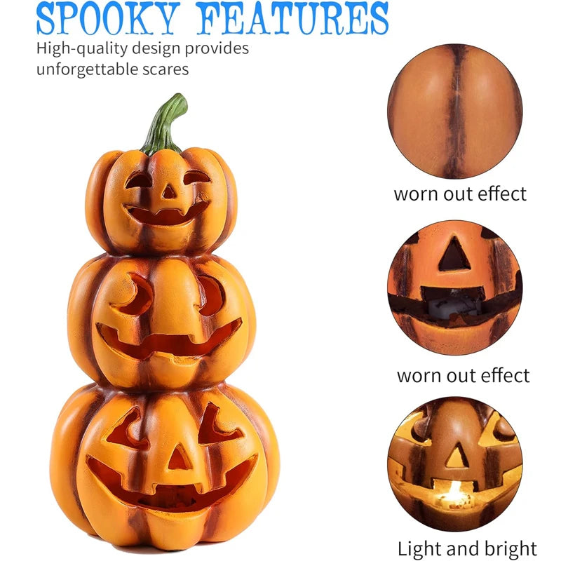 Halloween Lantern Pumpkin Decoration Lighted Table Centerpieces Ornaments Spooky Pumpkin Prop Decor Outdoor Sculpture