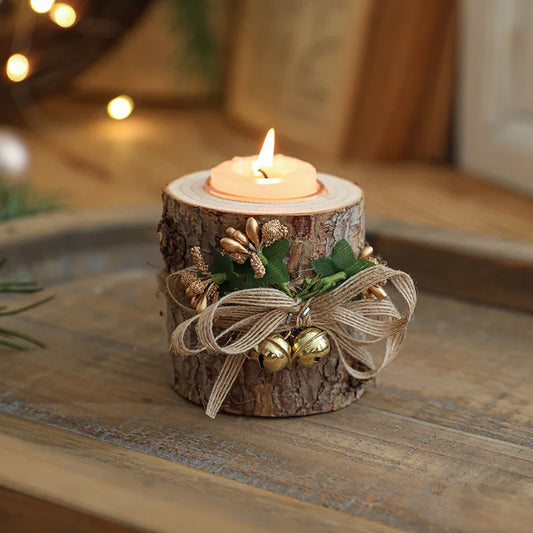 Christmas Candle Holder, Solid Wood Candle Stand, Holiday Decoration Lamp Stand, Fragrance Container, Candle Base