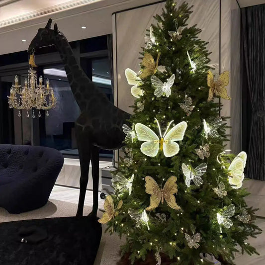 Christmas Butterfly String Lights Outdoor Waterproof LED Decorative Lights for Garden Lawn Holiday Decor