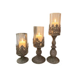 Carved Metal Candle Holder Glass Windproof Candlestick Home Decor Desktop Organizer Wedding Table Home Decoration