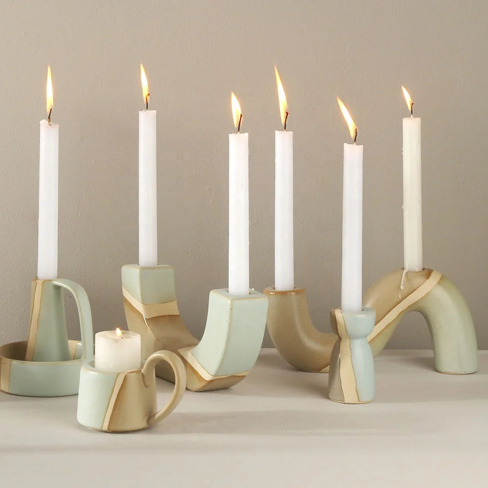 Retro Ceramic Decorative Candle Holder Elegant Candle Stand and Lantern for Home Decor