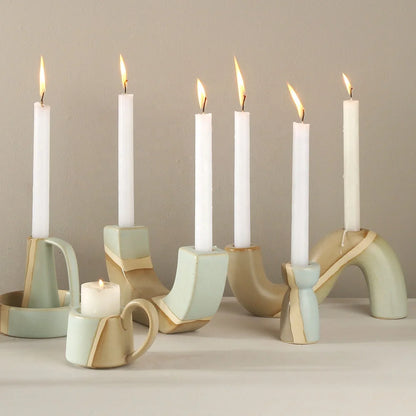 Retro Ceramic Decorative Candle Holder Elegant Candle Stand and Lantern for Home Decor