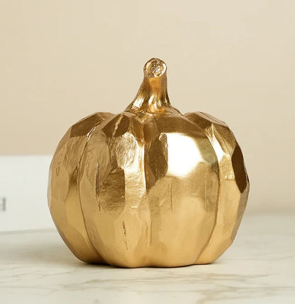 Halloween Golden Cut Pumpkin Sculpture Decoration, Pumpkin Decoration for Living Room, Dining Room and Home Decoration