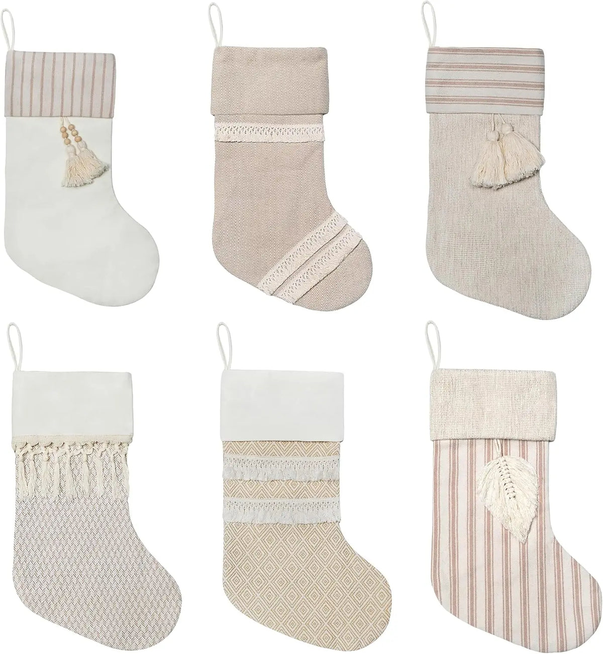 20" Large Rustic Farmhouse Country Xmas Stockings Fireplace Christmas Stockings with Tassels