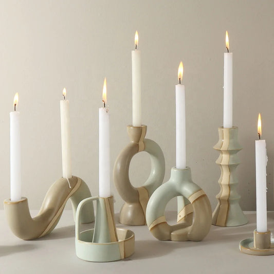 Retro Ceramic Decorative Candle Holder Elegant Candle Stand and Lantern for Home Decor