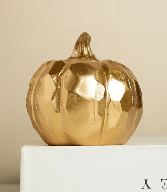 Halloween Golden Cut Pumpkin Sculpture Decoration, Pumpkin Decoration for Living Room, Dining Room and Home Decoration
