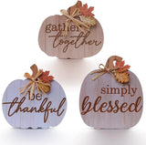 3 Pcs Fall Decor  Fall Wood Signs Decoration for Home Wooden Autumn Pumpkin Tiered Tray Decor Fall Harvest Tabletop Signs