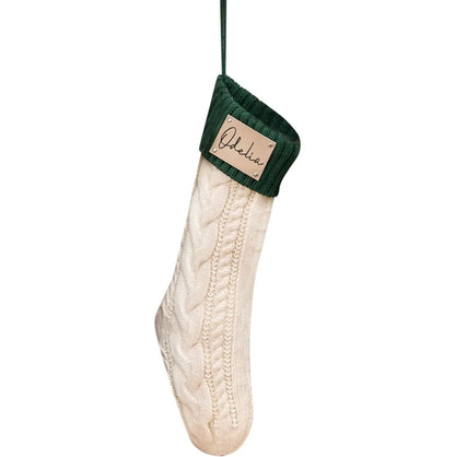Personalized Knitted Twist Christmas Stockings Leather Patch Christmas Holiday Stocking With Name