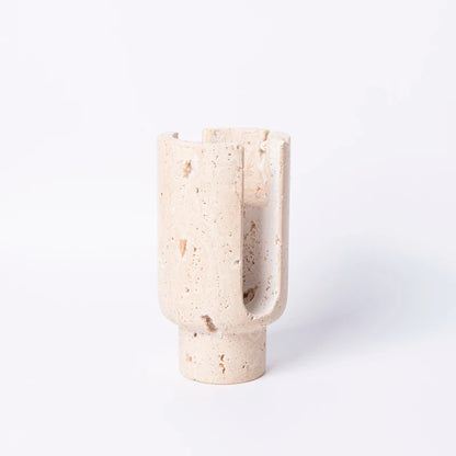 Natural Stone Candle Stand Holder Home Hotel Christmas Wedding Party Decor Beige Travertine Candlestick Holder