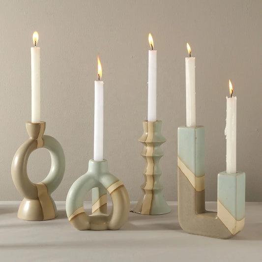 Retro Ceramic Decorative Candle Holder Elegant Candle Stand and Lantern for Home Decor