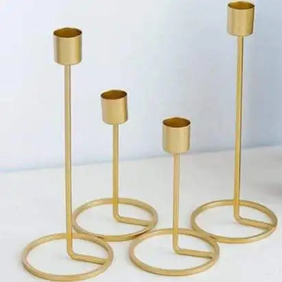 Modern Handcrafted Golden Metal Candle Holder for Tabletop Home Hotel Decoration Christmas Heat Resistant Customizable Colors